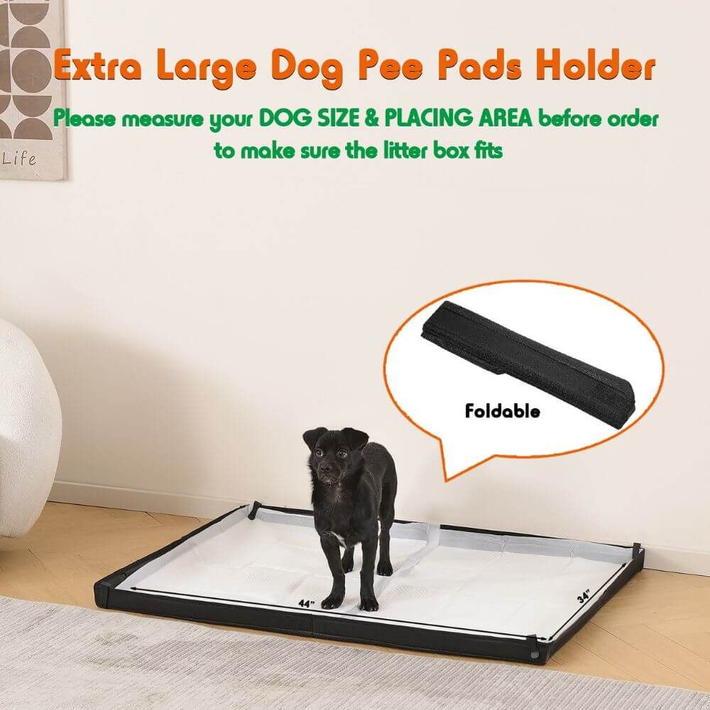 Dog Pee Pads Holder for Travel, Puppy Training Pad Liner Base, XL 45'' x 34'', Fixing Clips, High Side, Waterproof,Indoor Dog Potty