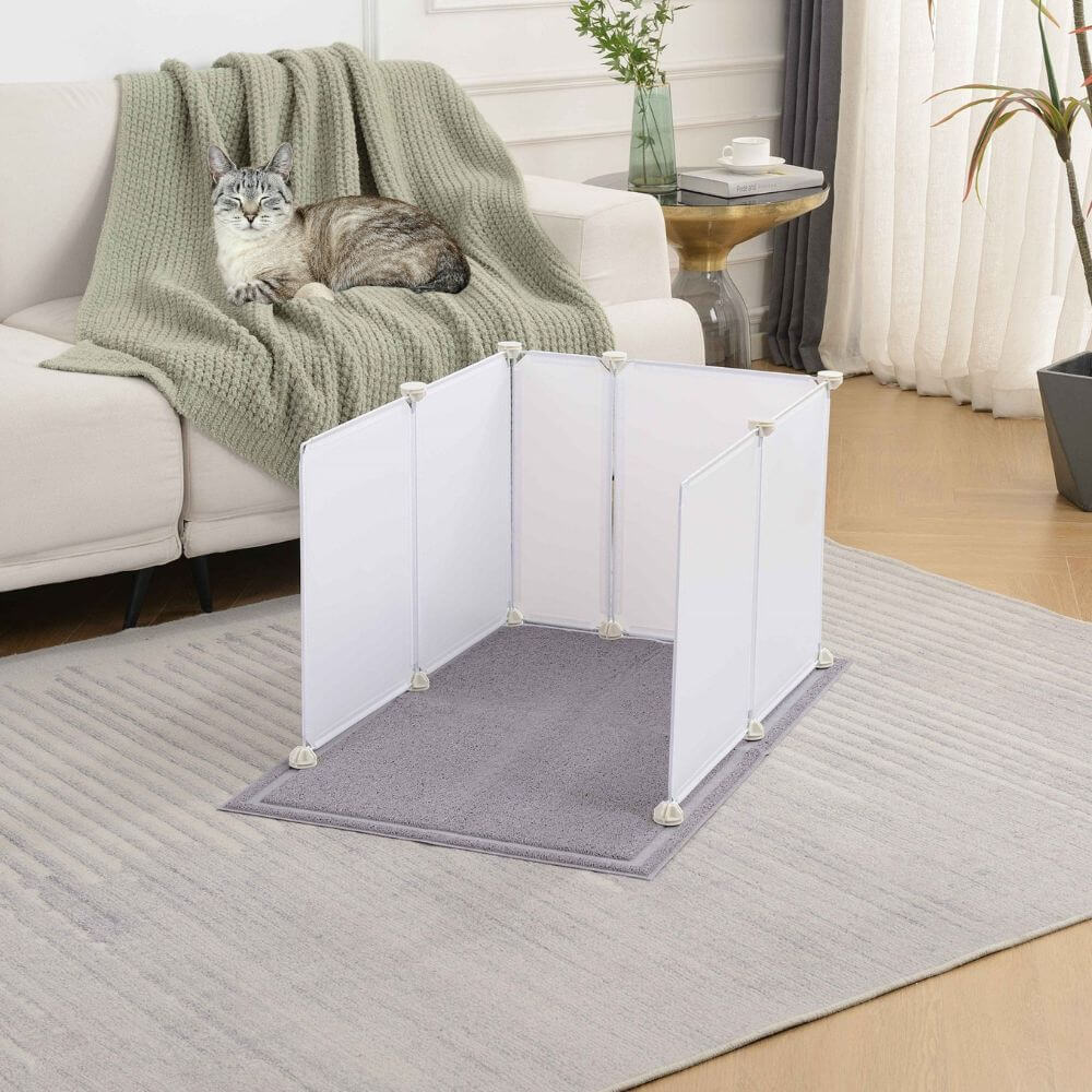 Extra Large Cat Litter Box Enclosure Splash Guard With Litter Mat Easy Clean