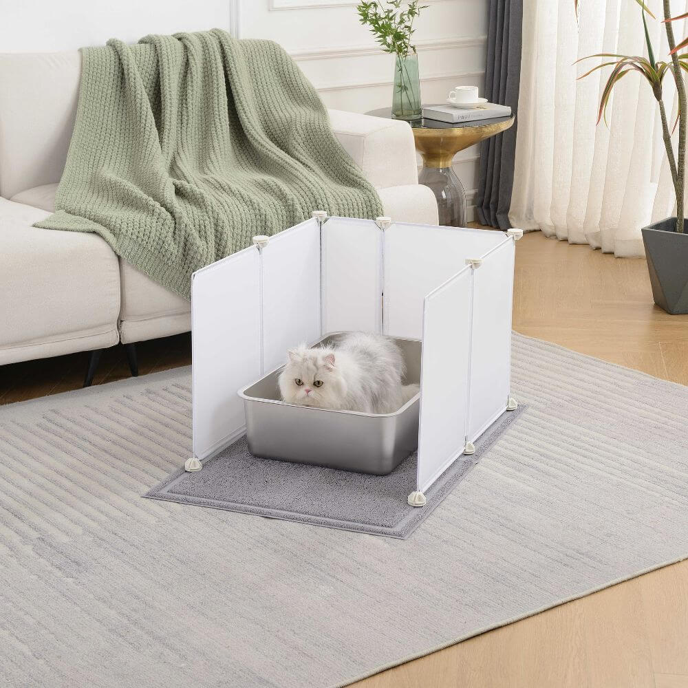 XL Stainless Steel Litter Box For Cats With Litter Scoop, Splash Guard, Litter Mat