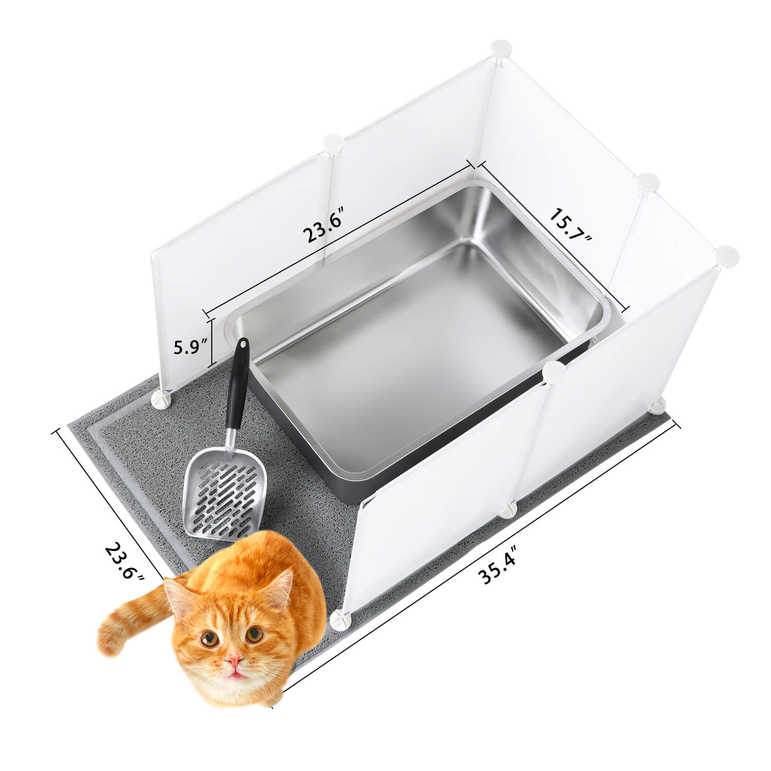 meexpaws xl stainless steel litter box kit