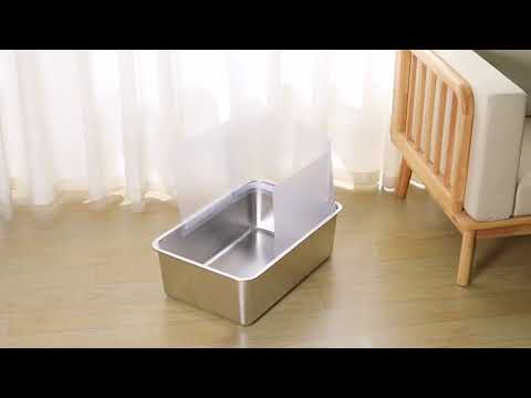 High Side Stainless Steel Litter Box For Cats Odor Control Non Stick